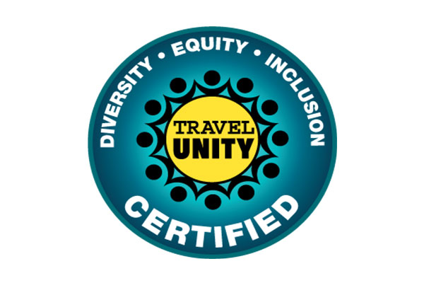 Certified Travel Unity seal with text: Diversity, Equity, Inclusion