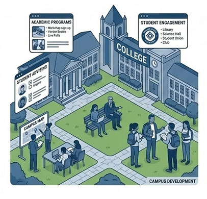 graphic depicting a college campus