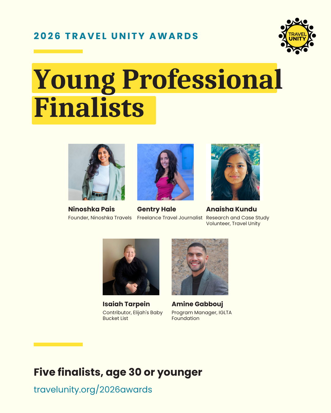 2026 travel unity young professional finalists