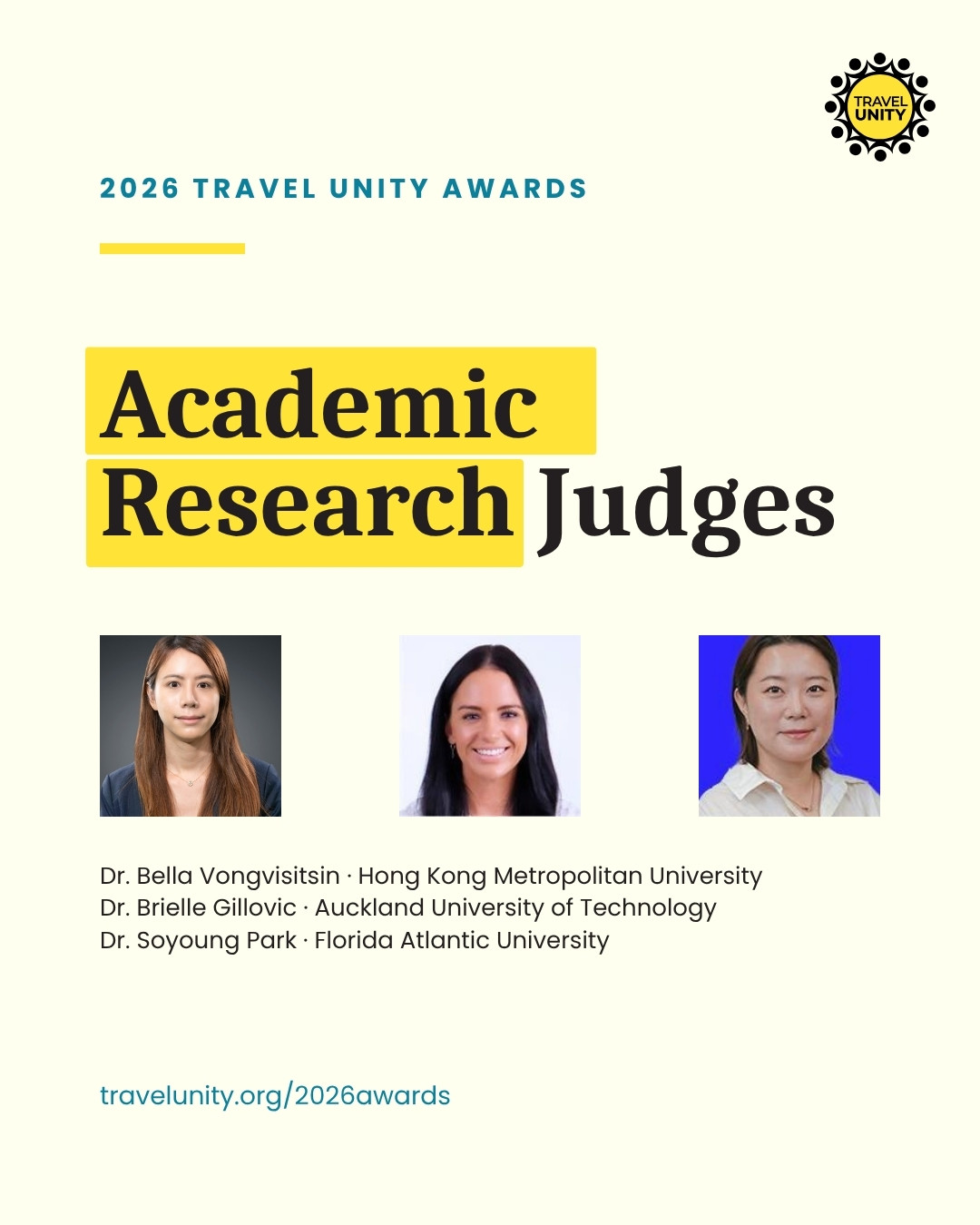 Academic Research judges: Dr. Bella Vongvisitsin, Dr. Brielle Gillovic, Dr. Soyoung Park.